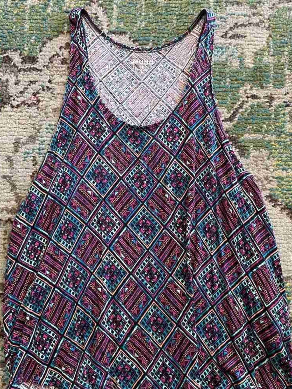 Mudd Purple and Teal Geometric Tank Top